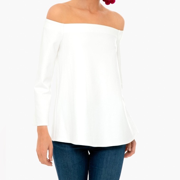 Tuckernuck Tops - tuckernuck miranda off the shoulder blouse white small coastal long sleeve